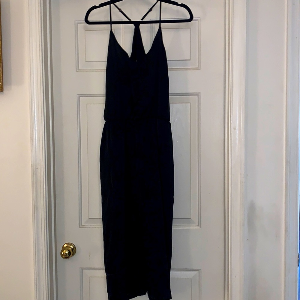 Black Satin Cropped Jumpsuit